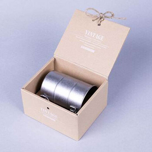 MJFLAIR JAPAN AOYOSHI 400ml Drum cup gift box- Vintage Silver