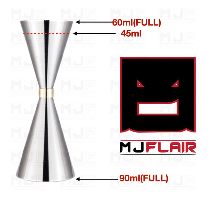 MJFLAIR Japan Mr. slim 60/90ml scaled cocktail bar jigger-Mirror Silver