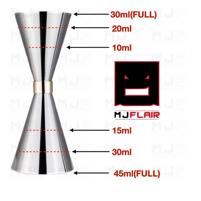 MJFLAIR Japan Mr. slim 30/45ml scaled cocktail bar jigger-Mirror Gold