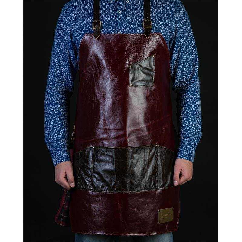 MJFLAIR Greece Fancy Gents design apron NO.3-Leeds Leather Apron with blue napkin