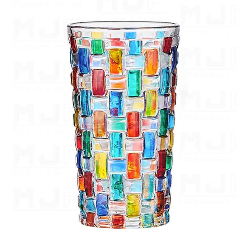 multicolor braided pattern cocktail glass