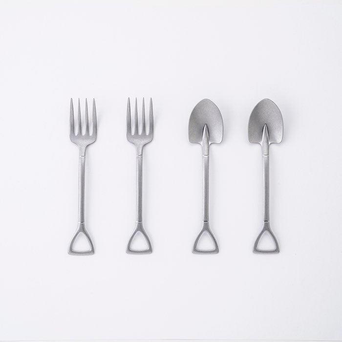 AOYOSHI JAPAN Tableware Shovel spoon 4 pc set-vintage silver