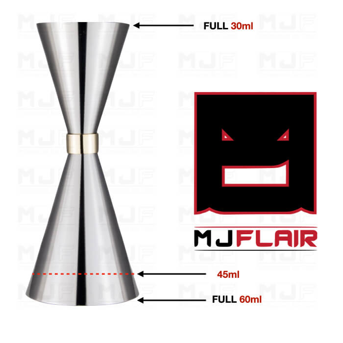 MJFLAIR JAPAN Mr. Slim 30/60ml multi-capacity cocktail bar jigger- Mirror Silver