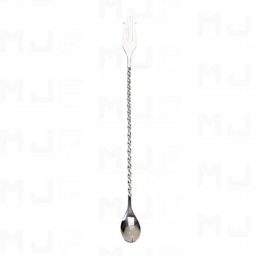 MJFLAIR JAPAN AOYOSHI cocktail bar spoon with Fork-Mirror Silver-LEFT HAND