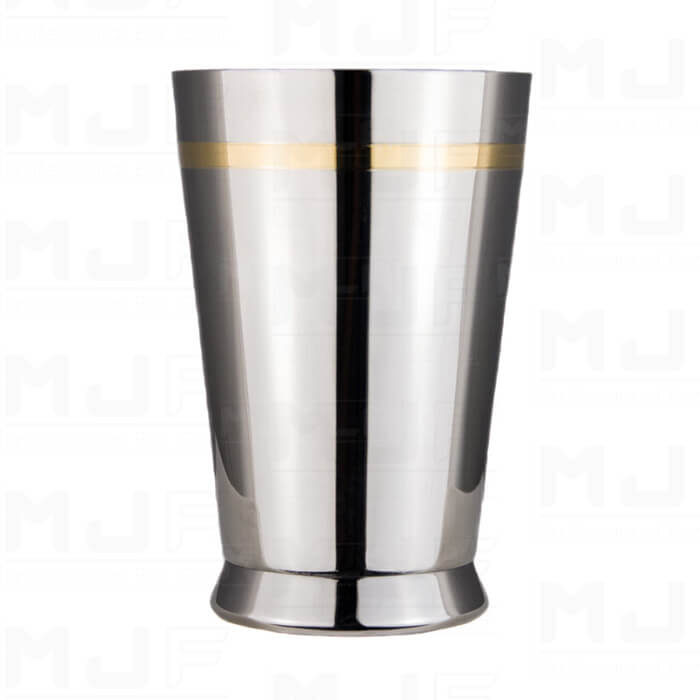 MJFLAIR JAPAN YUKIWA BARON 12oz julep cup-Mirror Silver with gold rim