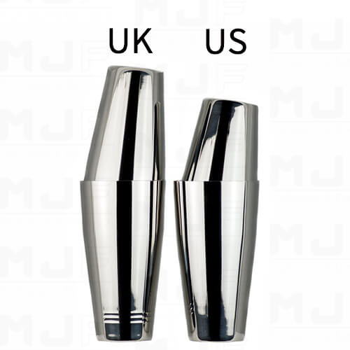 MJFLAIR YUKIWA UK Bar non-weighted Cocktail Boston Tin shaker set-Mirror silver